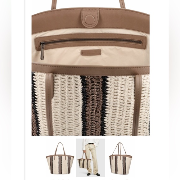 NWT 3K Brunello Cucinelli Italy Brown Cream Sequins Knitted Tote Handbag Bag - Picture 3 of 14